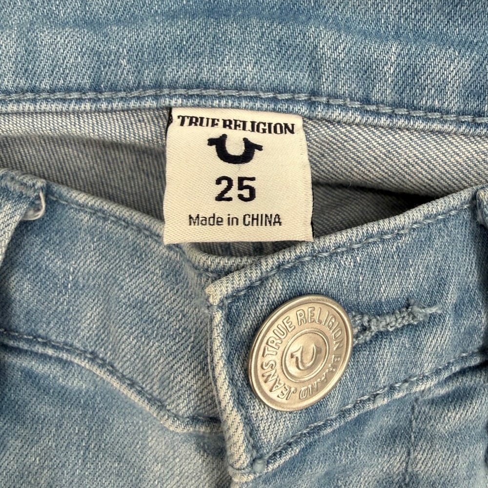 True Religion Halle Super Skinny Jeans Womens 25 Light Wash Floral Embroidered - Picture 6 of 16